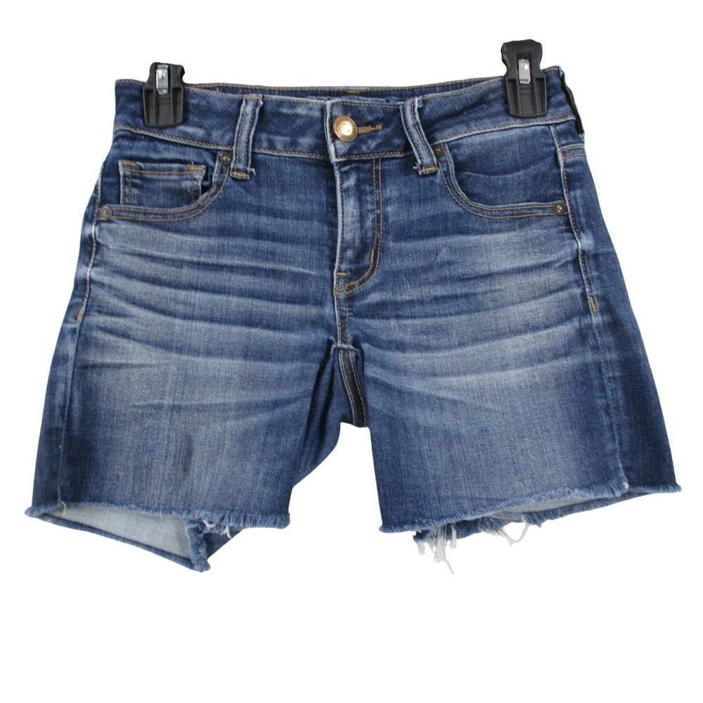 American Eagle Next Level Stretch Denim Shorts sizw 0 Wash Raw Hem Size 0